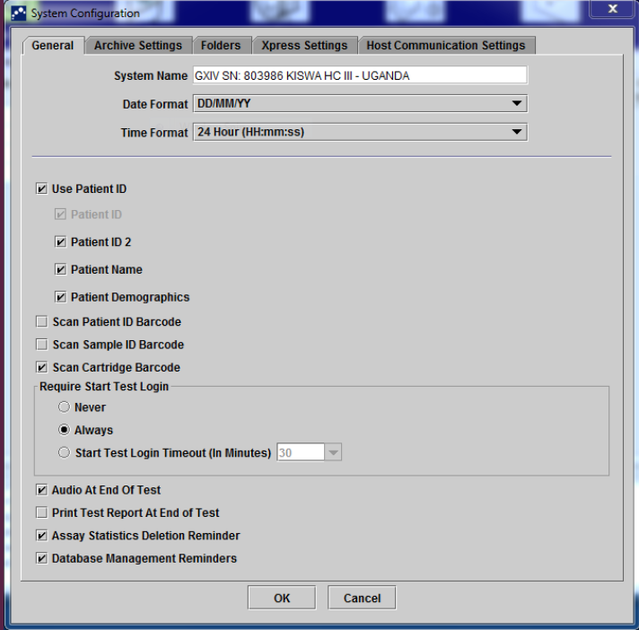 General Tab Settings